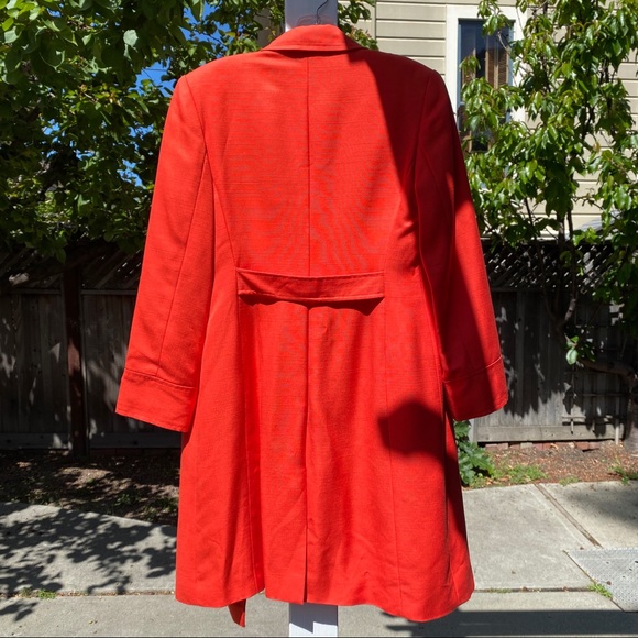 Sara Campbell Petites Red Orange Long Coat Size 6 - Picture 4 of 5